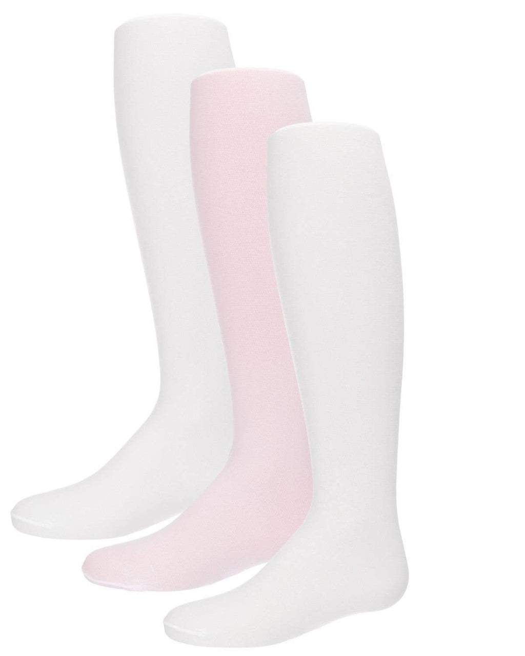 MeMoi Solid Nylon Infant Tights 3 Pack: White-Pink-White