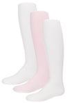 MeMoi Solid Nylon Infant Tights 3 Pack: White-Pink-White