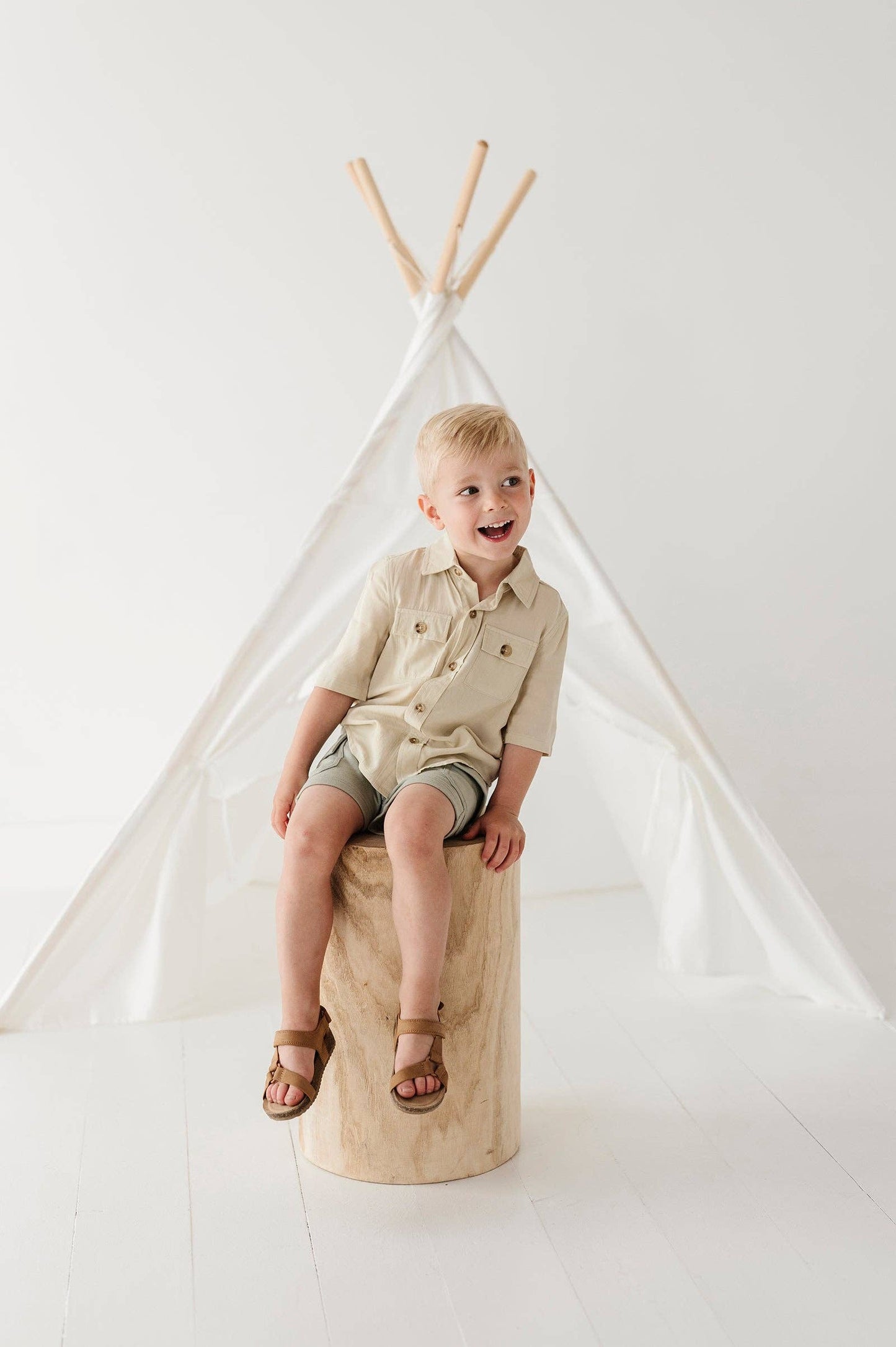 Utility Shirt: Stripe in Toffee