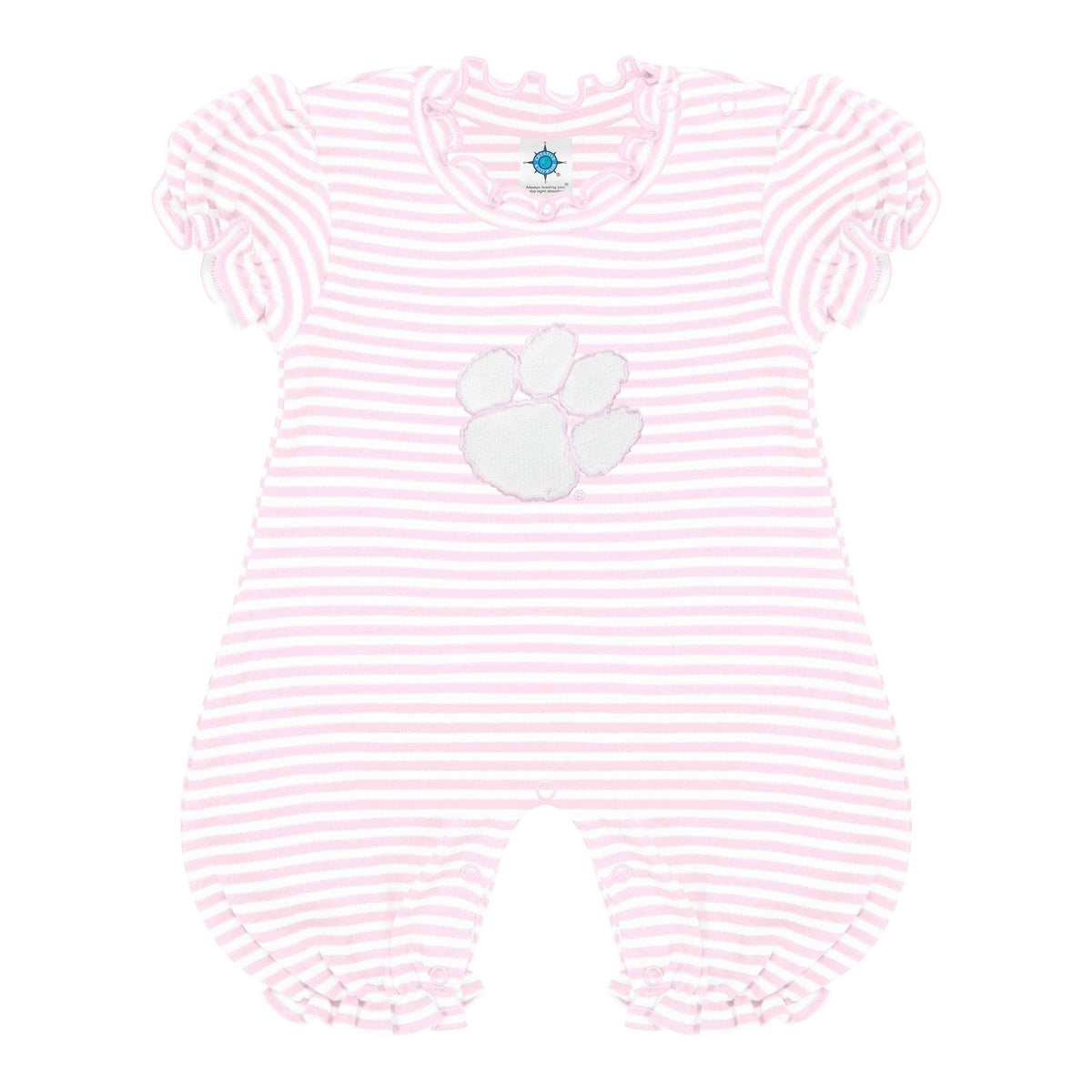 Clemson Tigers Infant Striped Puff Sleeve Romper: Orange