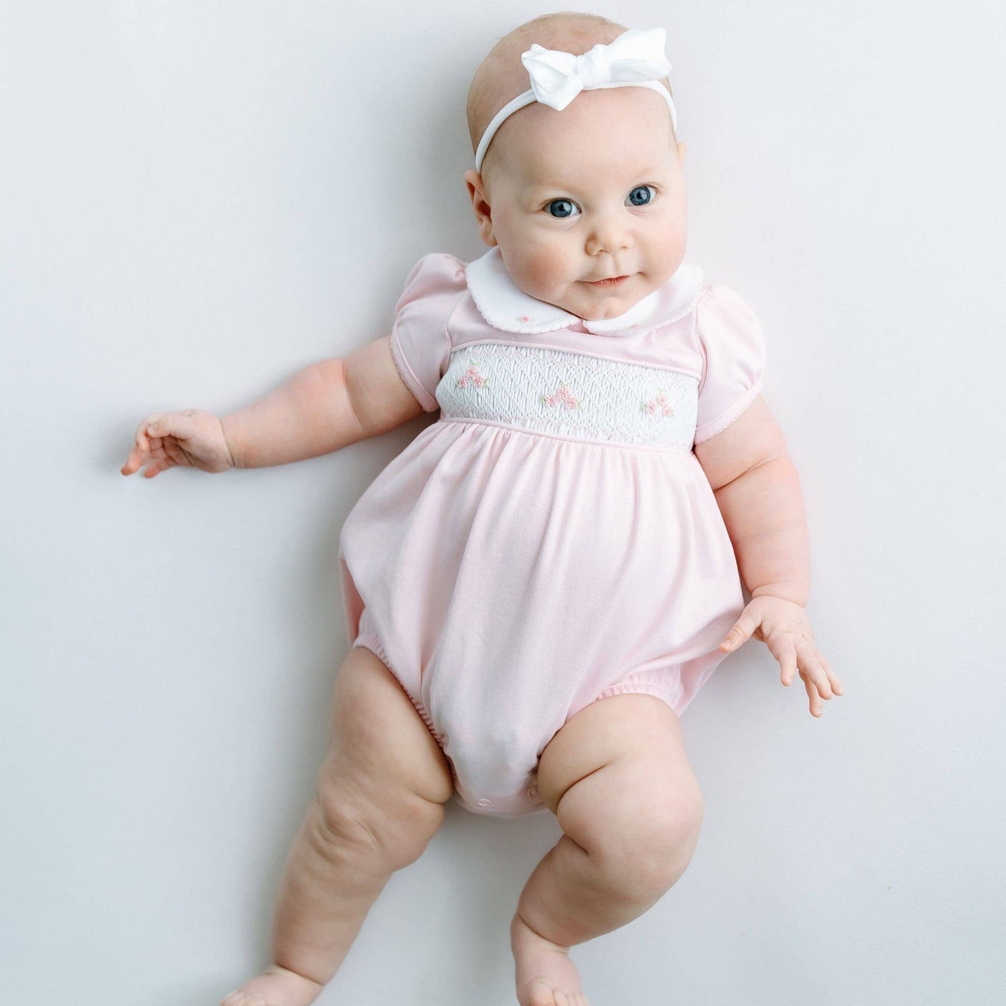 Willow's Classics Smocked Short Sleeve Bubble - Pink: