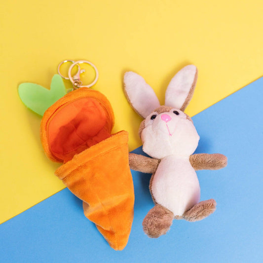 Peek-A-Boo Bunny Carrot Keychain