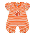 Clemson Tigers Infant Striped Puff Sleeve Romper: Orange