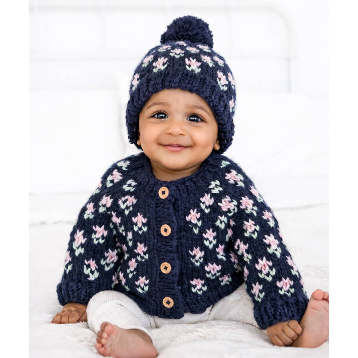 Bitty Blooms Indigo Cardigan Sweater Set for Baby & Toddler: 3-4T