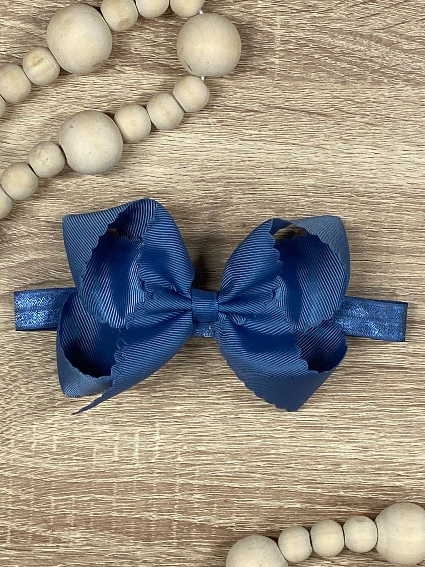 Classic Scalloped Bow - Headband - 4.5": Black