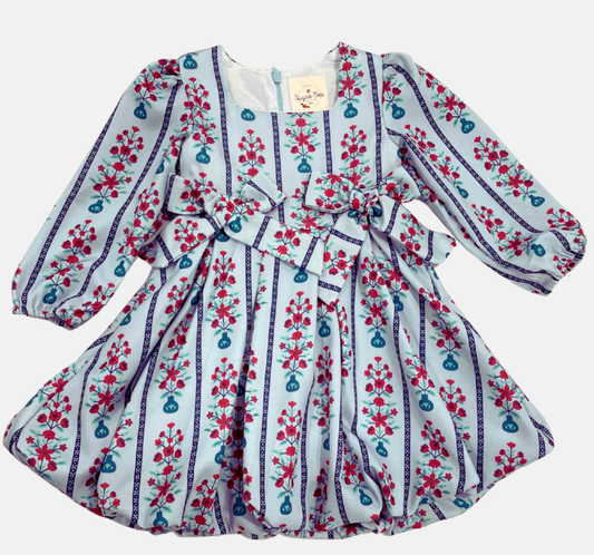 Camille LS Bubble Dress - Snowberry Stripes