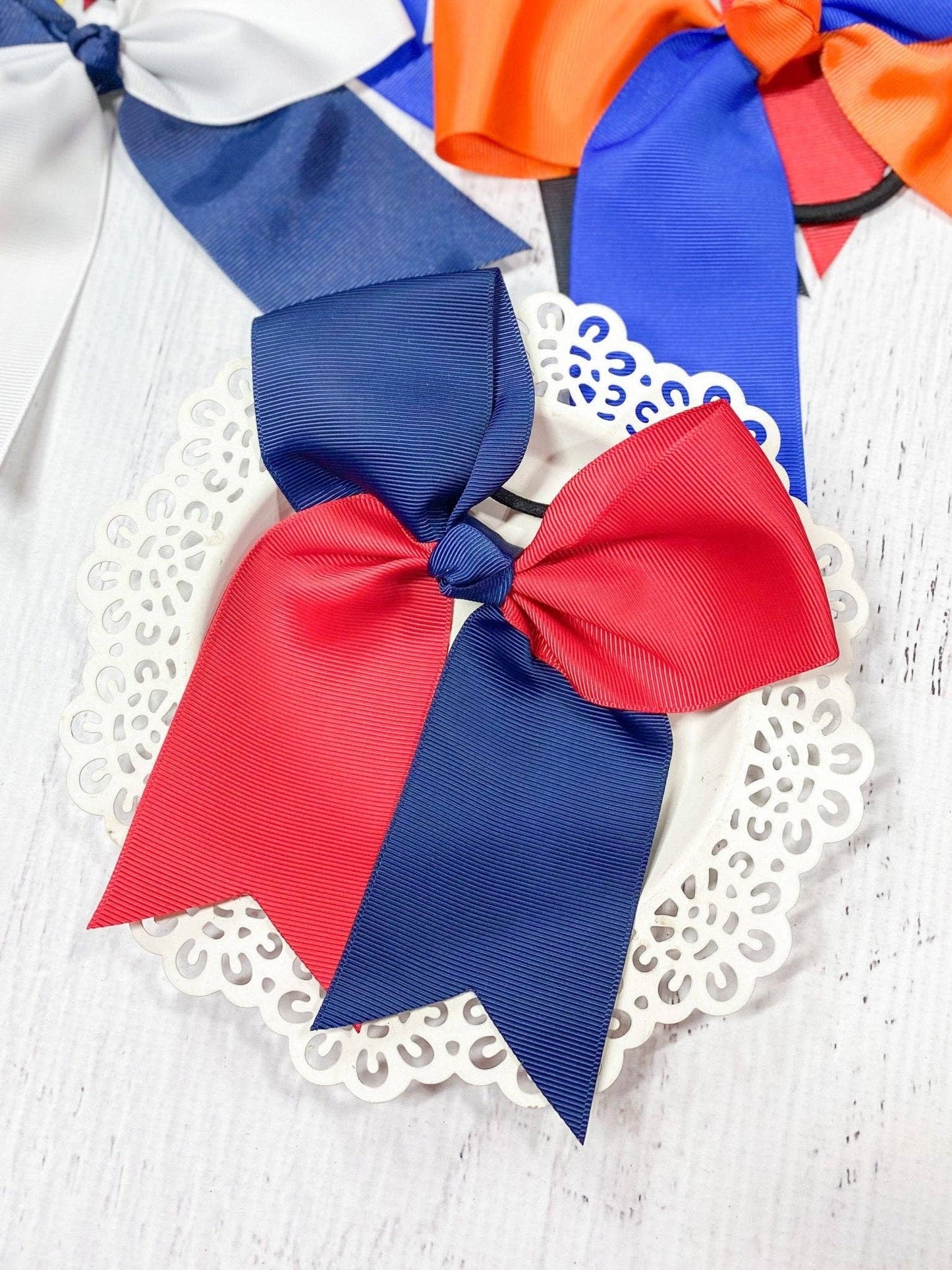 School Spirit Cheer Bows - Pony O - 6": Blue/Yellow
