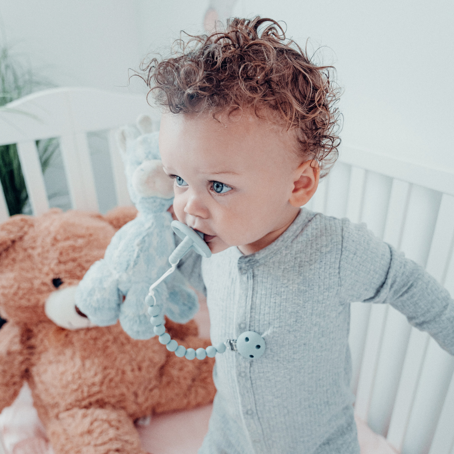 Baby Pacifier Clips, 100% Food Grade Silicone by Comfy Cubs: Pink Blush