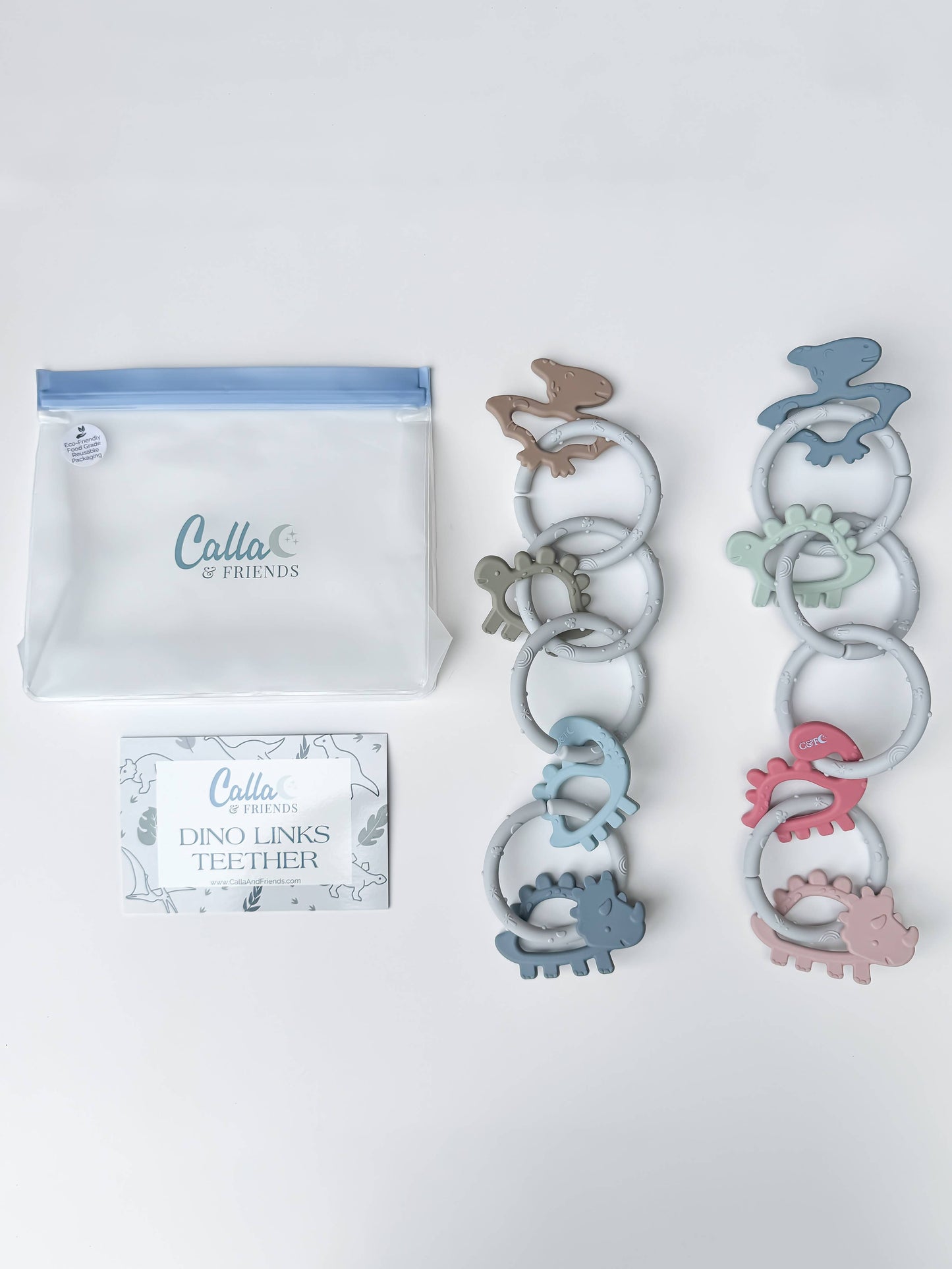 Dino Rings Silicone Teether: Blue/Green