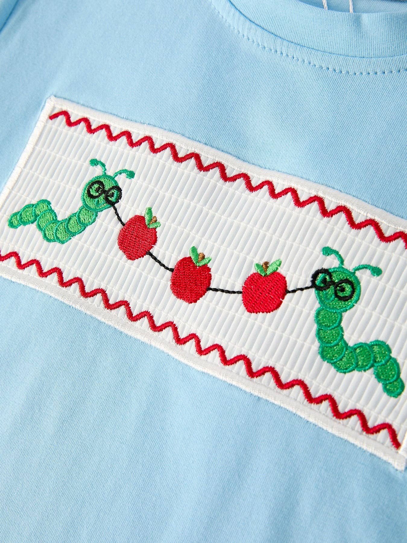 Boys Back to School Smock Embroidered Top+ Plaid Shorts: