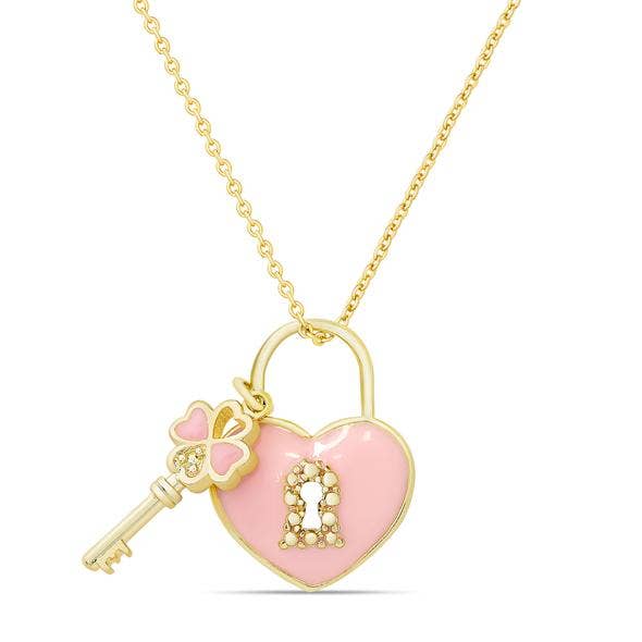 Heart Lock & Key Pendant - Double-Sided