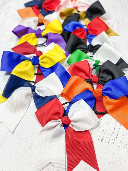 School Spirit Cheer Bows - Pony O - 6": Blue/Yellow