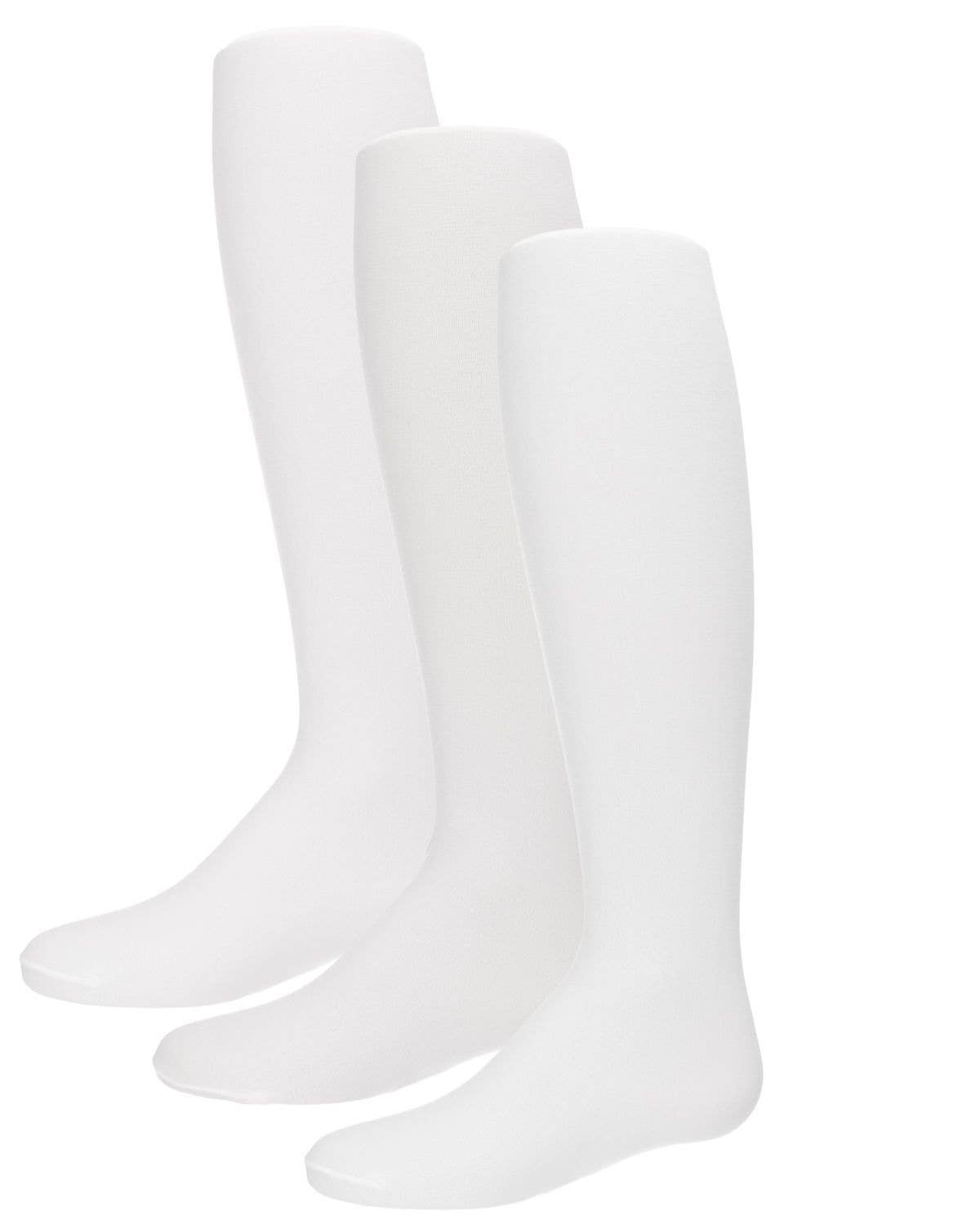 MeMoi Solid Nylon Infant Tights 3 Pack: White-Pink-White