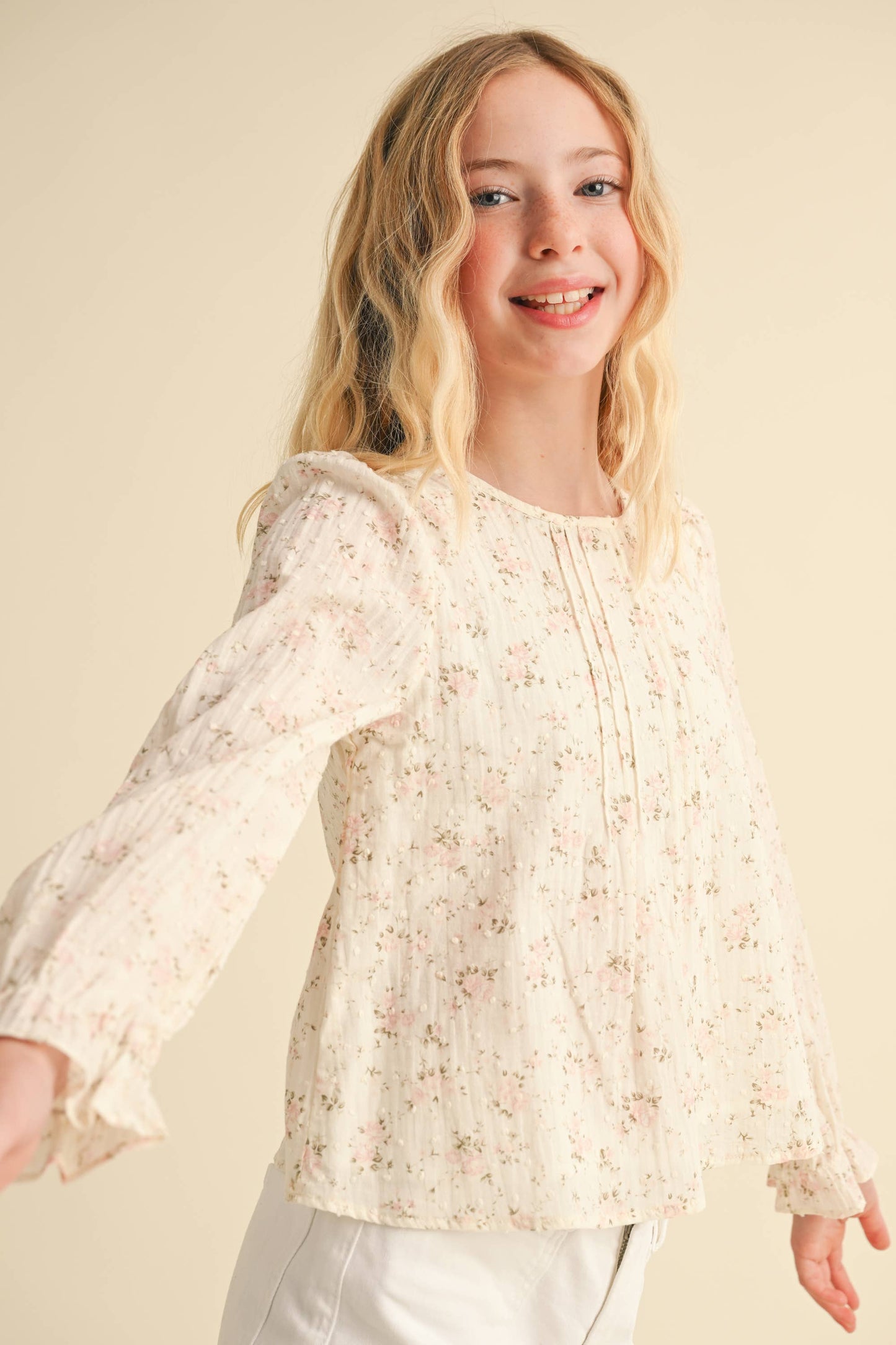 Girl's Pintuck Billow Top