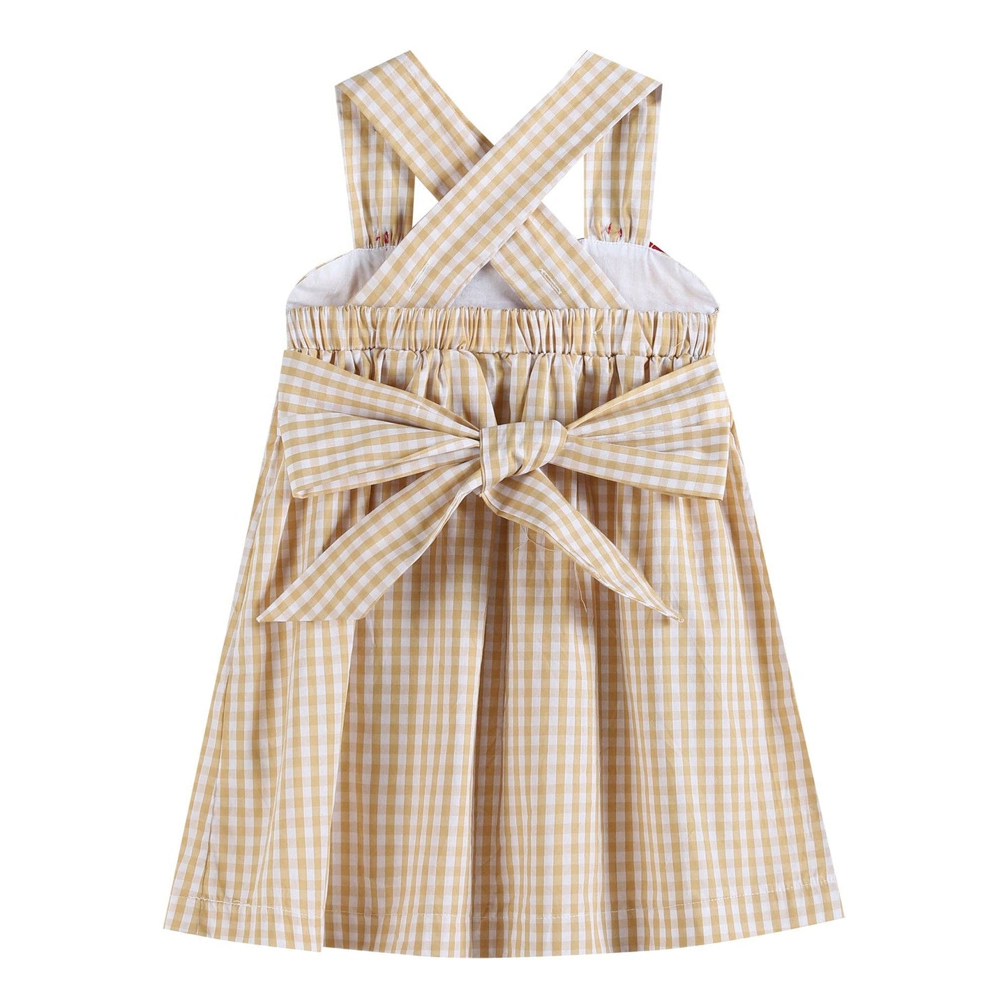 Fawn Brown Gingham Reindeer Pocket Jumper Dress: 3-6M