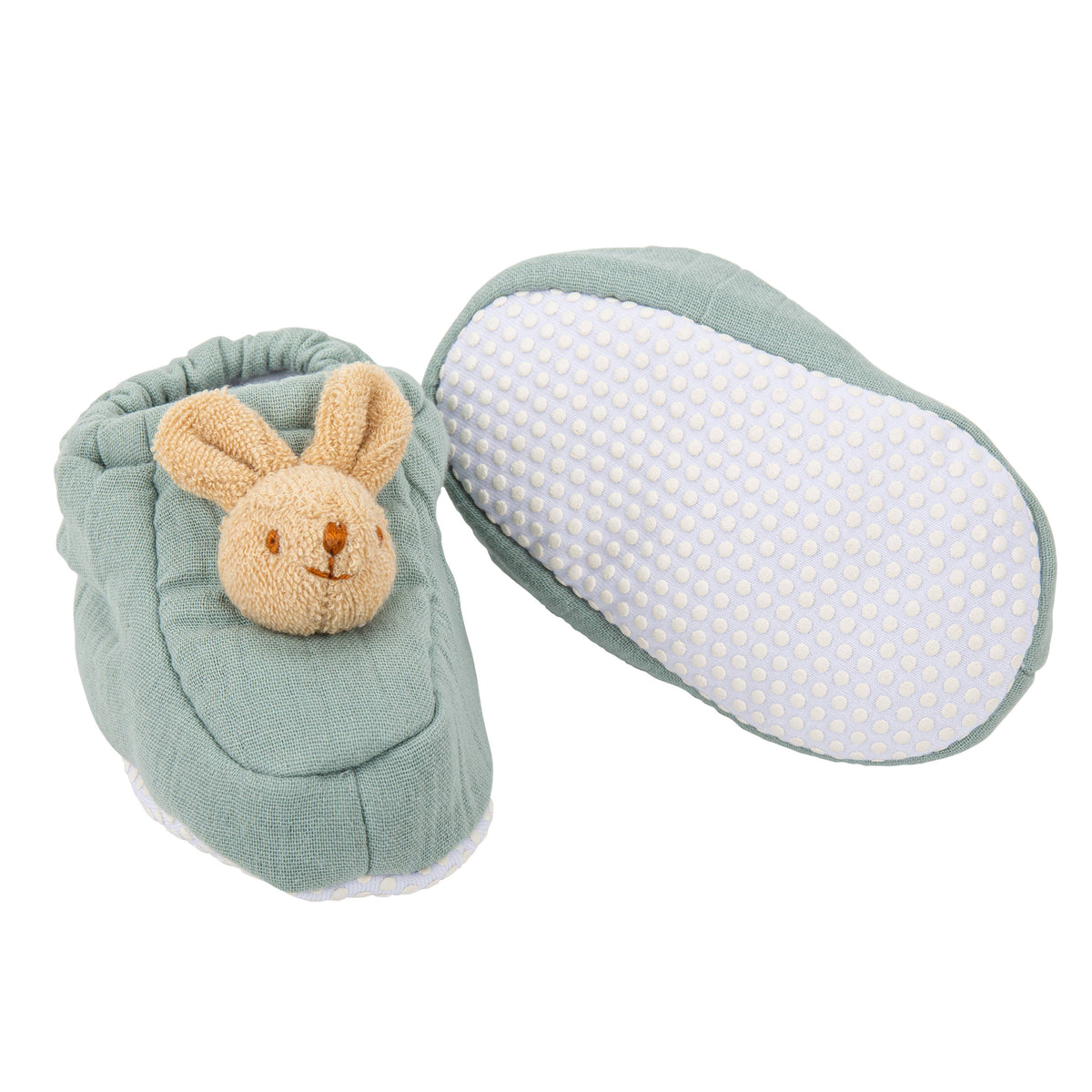 Organic Cotton Bunny Slippers Sage
