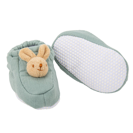 Organic Cotton Bunny Slippers Sage