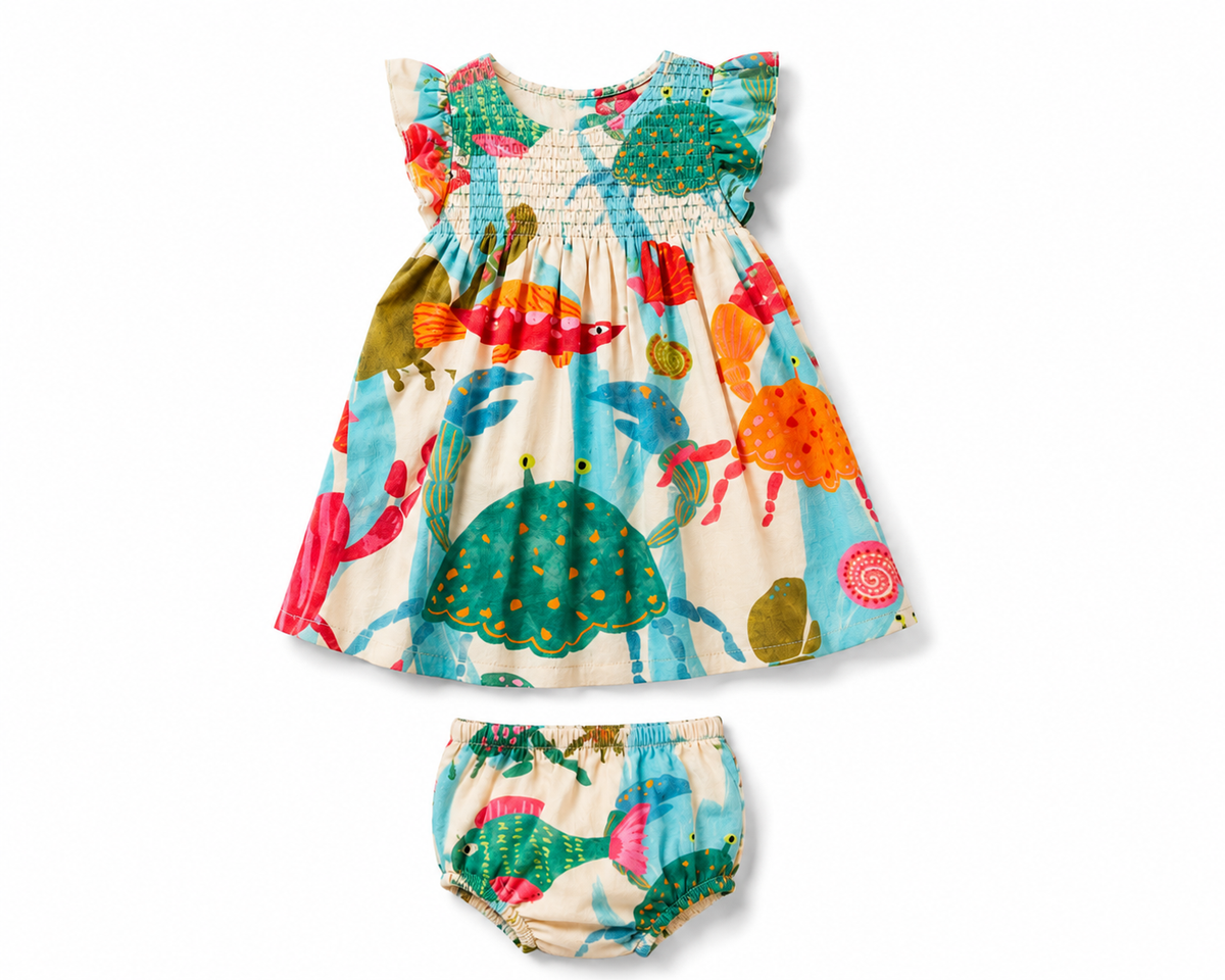Smocked Olive Set: CREAM
