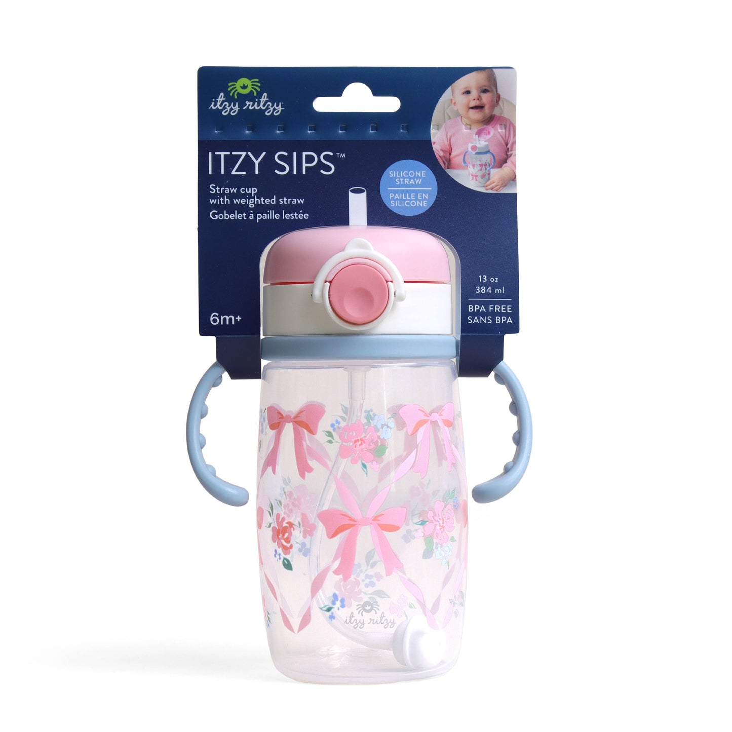 Itzy Sips™ Straw Cup With Snap-Close Lid: Ribbons & Roses