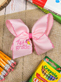 School Grade Embroidered Pencil Moonstitch Bow | Pre-K to 5th Grade: 1st Grade