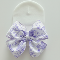 Ilybean Toile Floral Bow in Pink or Blue Newborn Girl Hat: Purple Toile
