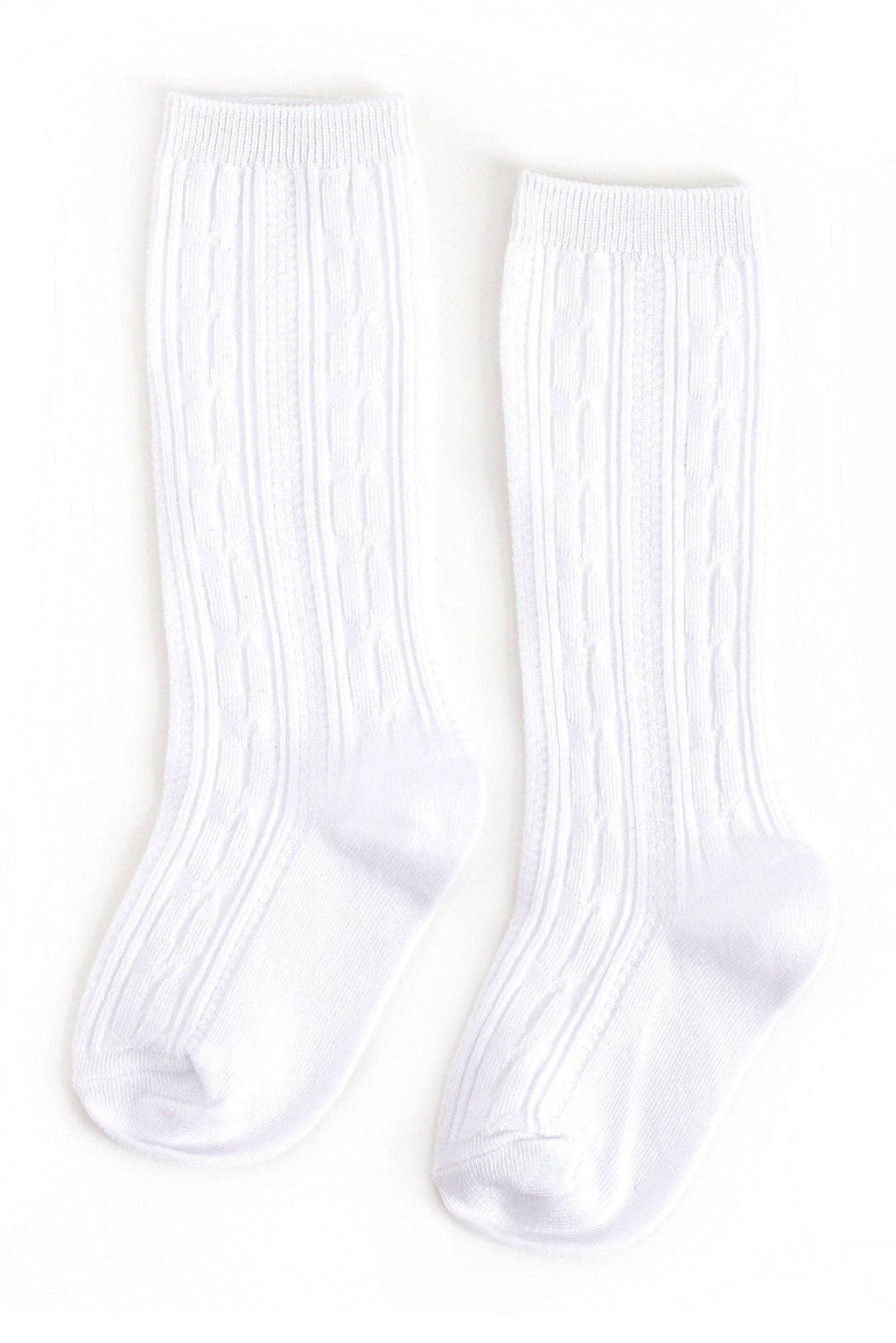 White Cable Knit Knee High Socks