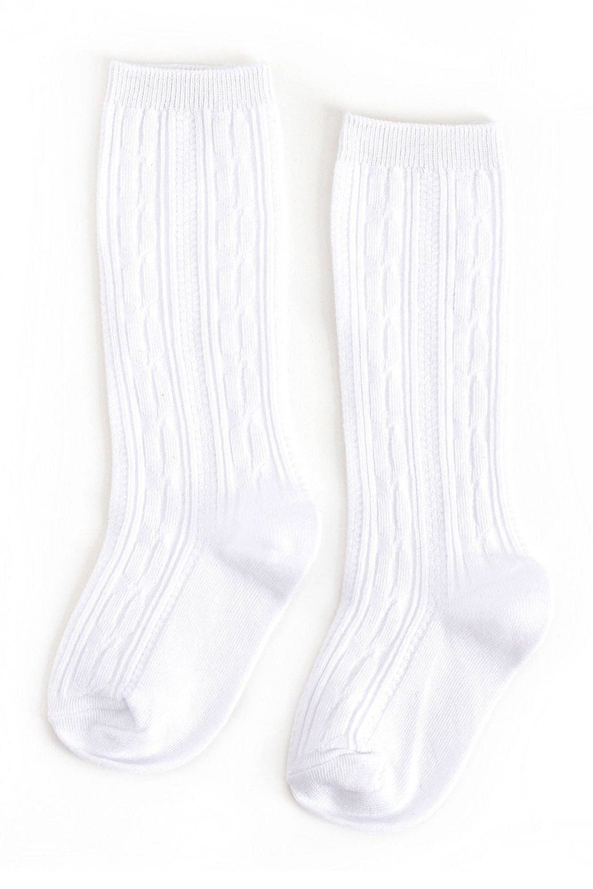 White Cable Knit Knee High Socks