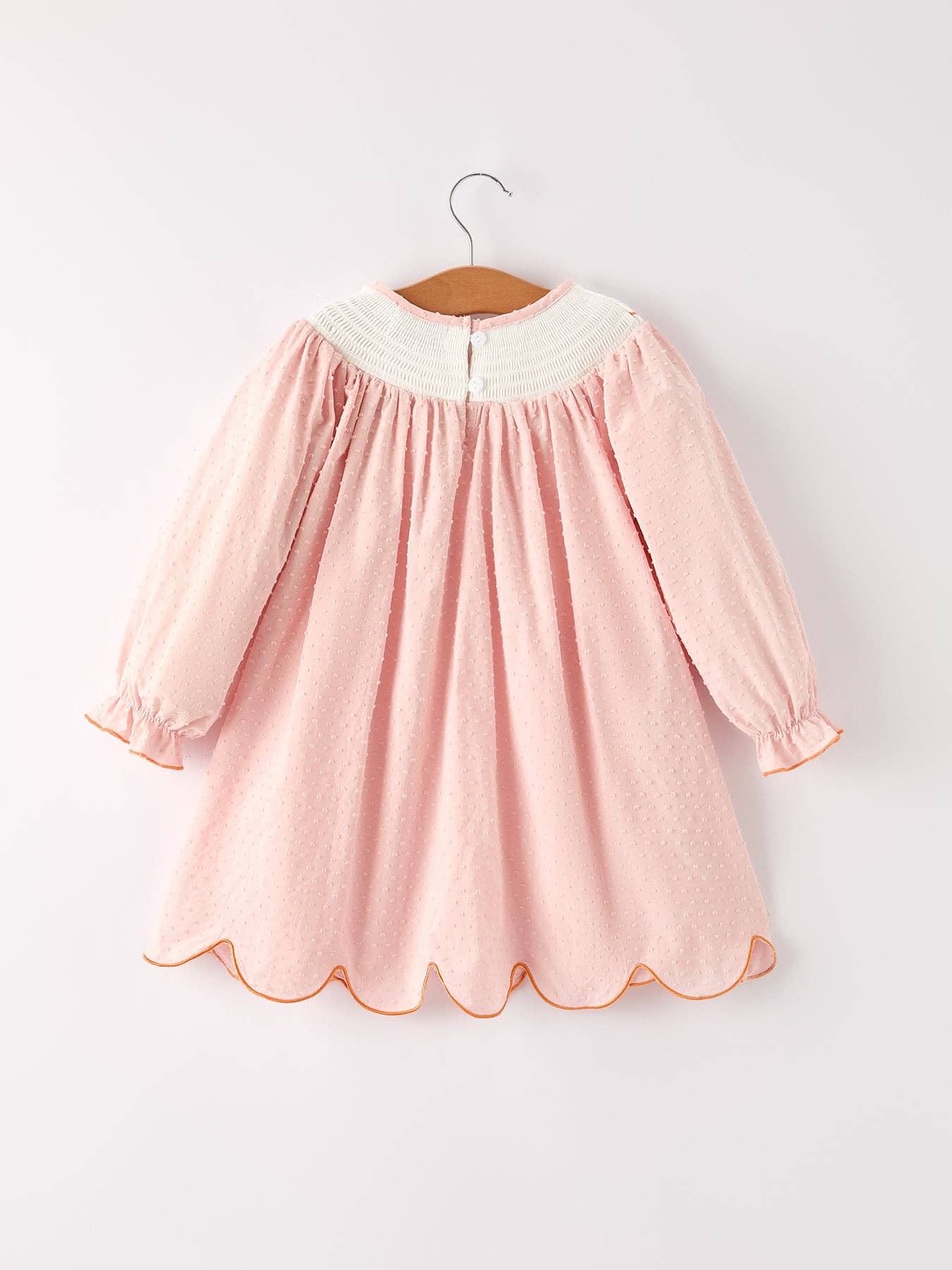 Fall Thanksgiving& Halloween Chicken Pumpkin Smock Embroidery Baby Girl Dress: 6