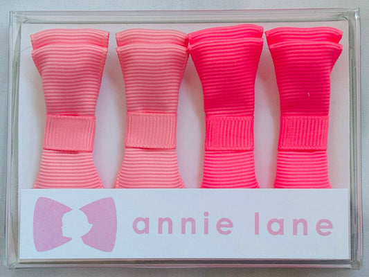 Hair Bows - Classic Grosgrain - Pink &Hot Pink - Set of Four