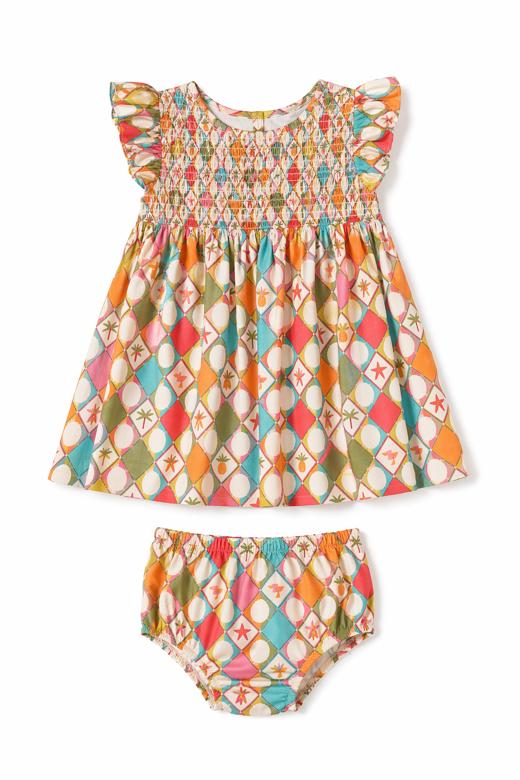Olive Smocked Set: Chartreuse