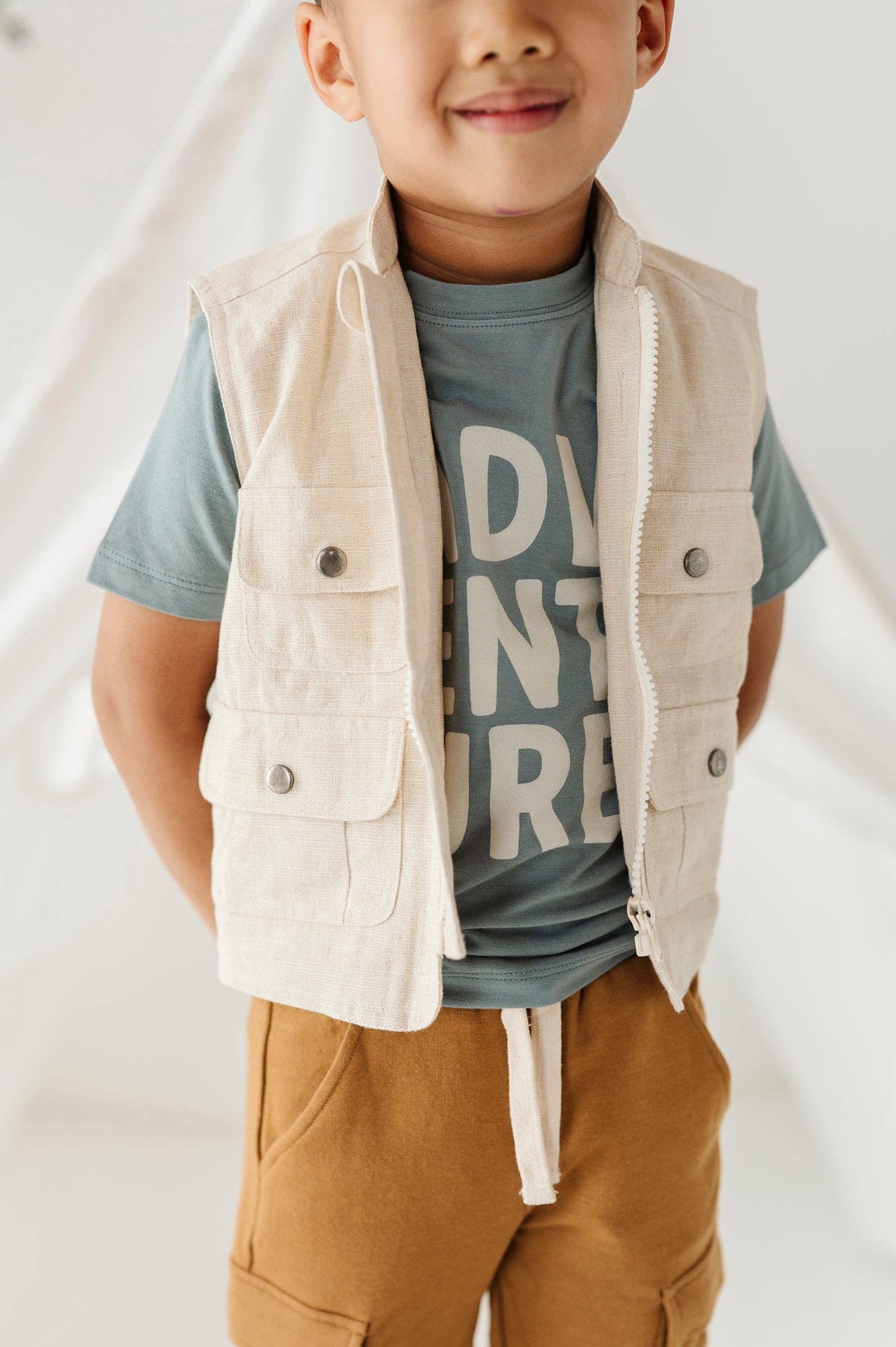 Kid's Explorer Vest Baby/Kids Clothing Spring 2025: Cream Linen