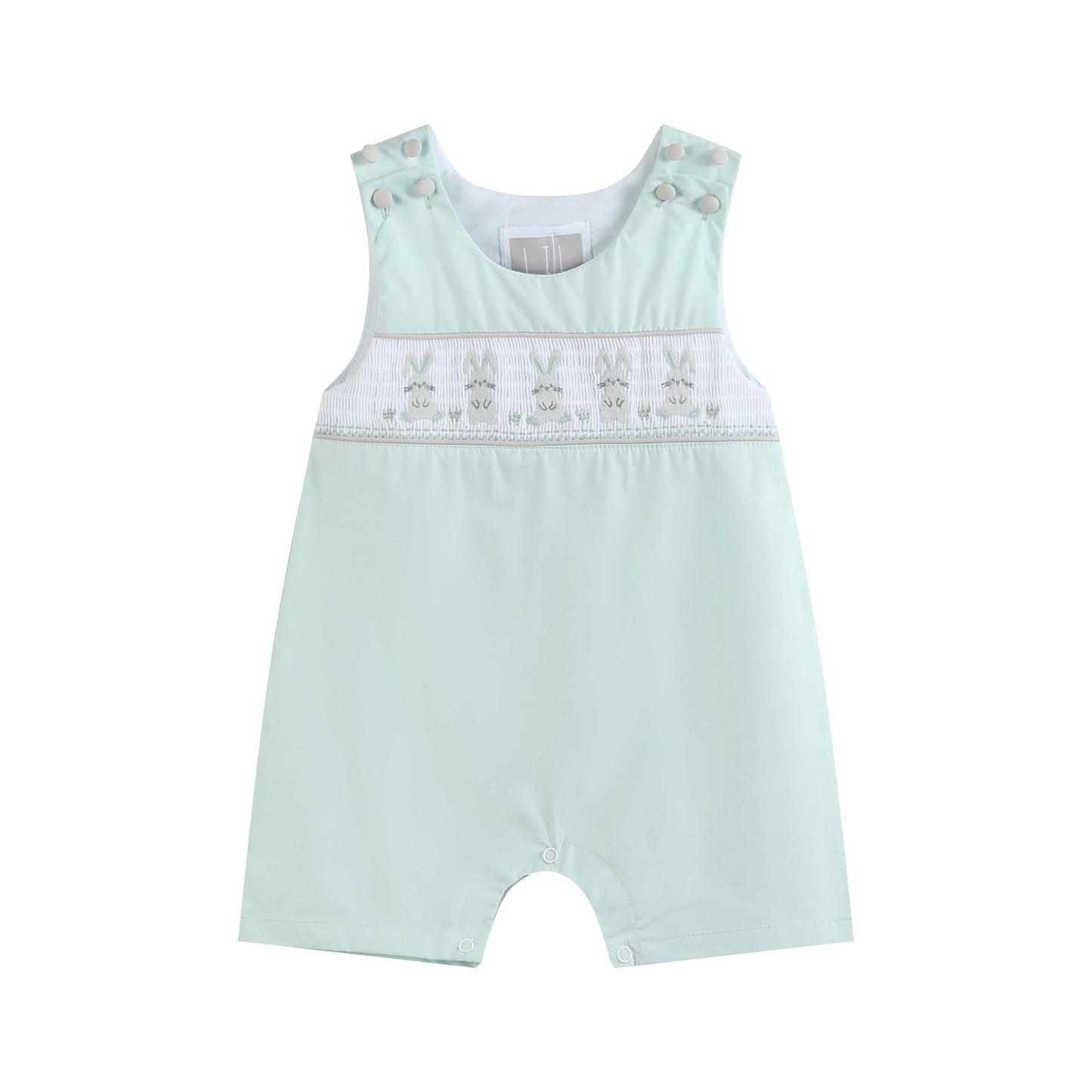 Misty Blue Easter Bunny Smocked Shortalls