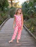Girls Pink Amelia Daisy Flower Spring Summer Jumpsuit