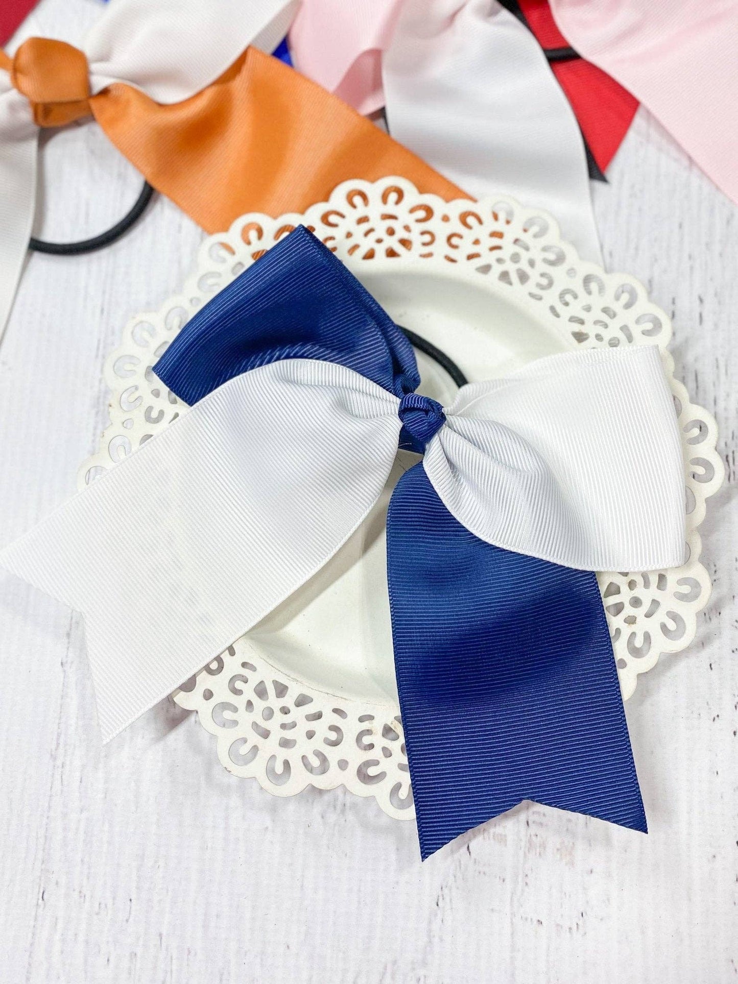 School Spirit Cheer Bows - Pony O - 6": Blue/Yellow