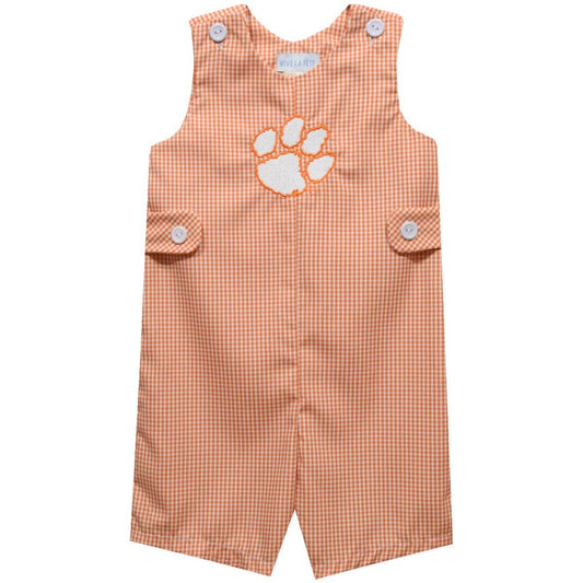 Clemson Embroidered Orange Gingham Jon Jon