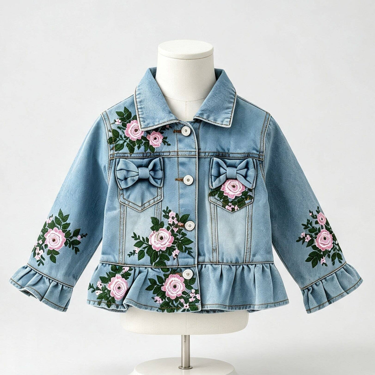 Painted Distressed Rosebud Jean Jackets