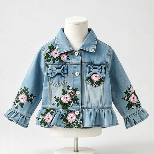 Painted Distressed Rosebud Jean Jackets