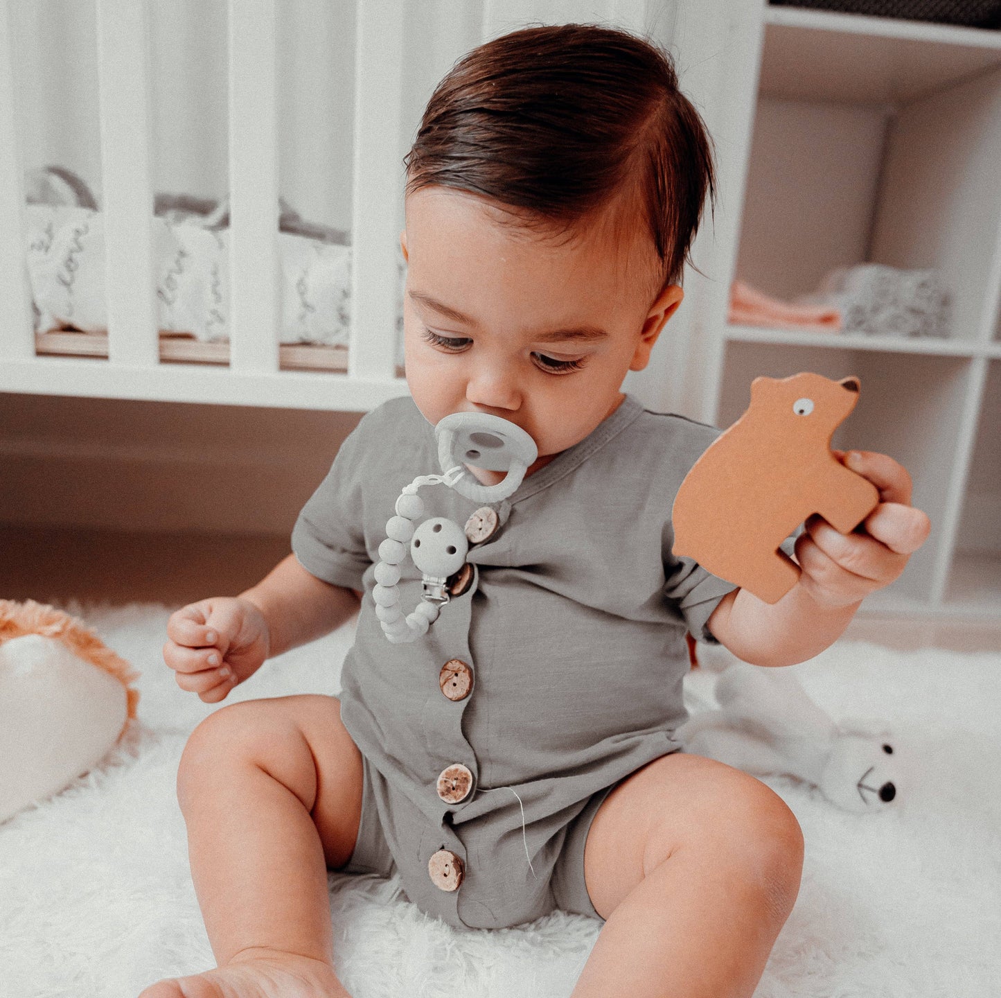 Baby Pacifier Clips, 100% Food Grade Silicone by Comfy Cubs: Earth Green
