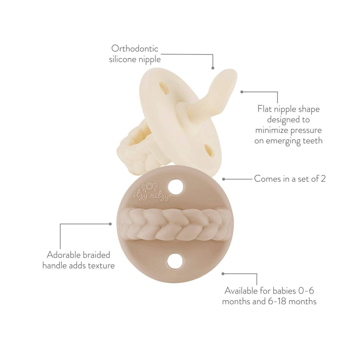 Sweetie Soother™ Orthodontic Pacifier Sets: Neutral / 0-6 Months - Wild Lapin Children’s Boutique