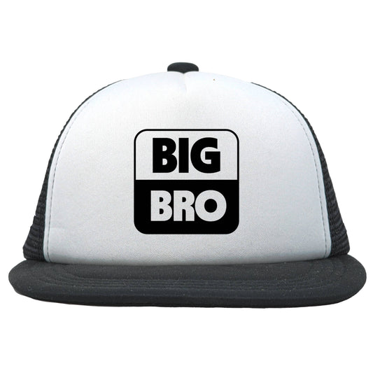 Flat Brim Trucker Hat - Big Bro - Black/White: Small (12-24 Months)