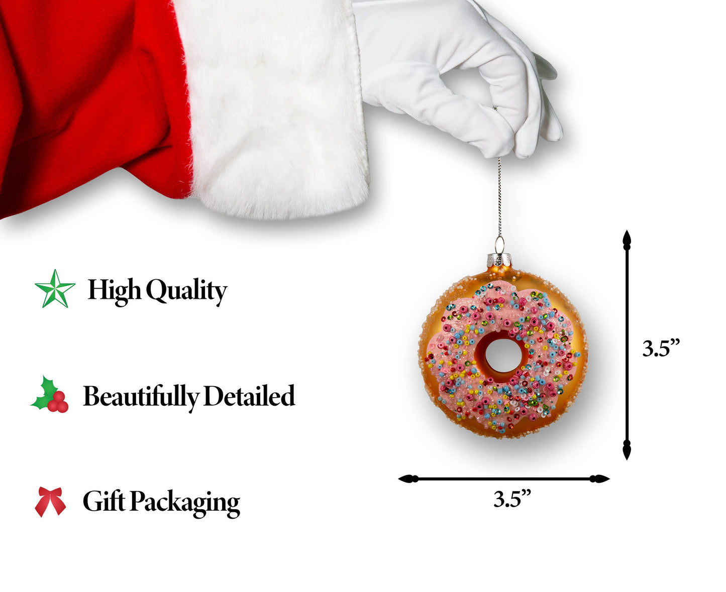 North Star Christmas | Pink Sprinkle Donut Glass Ornament