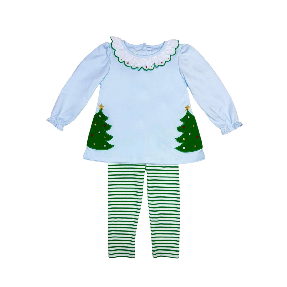 Christmas Tree Amelie Legging Set: Lt Blue / 4