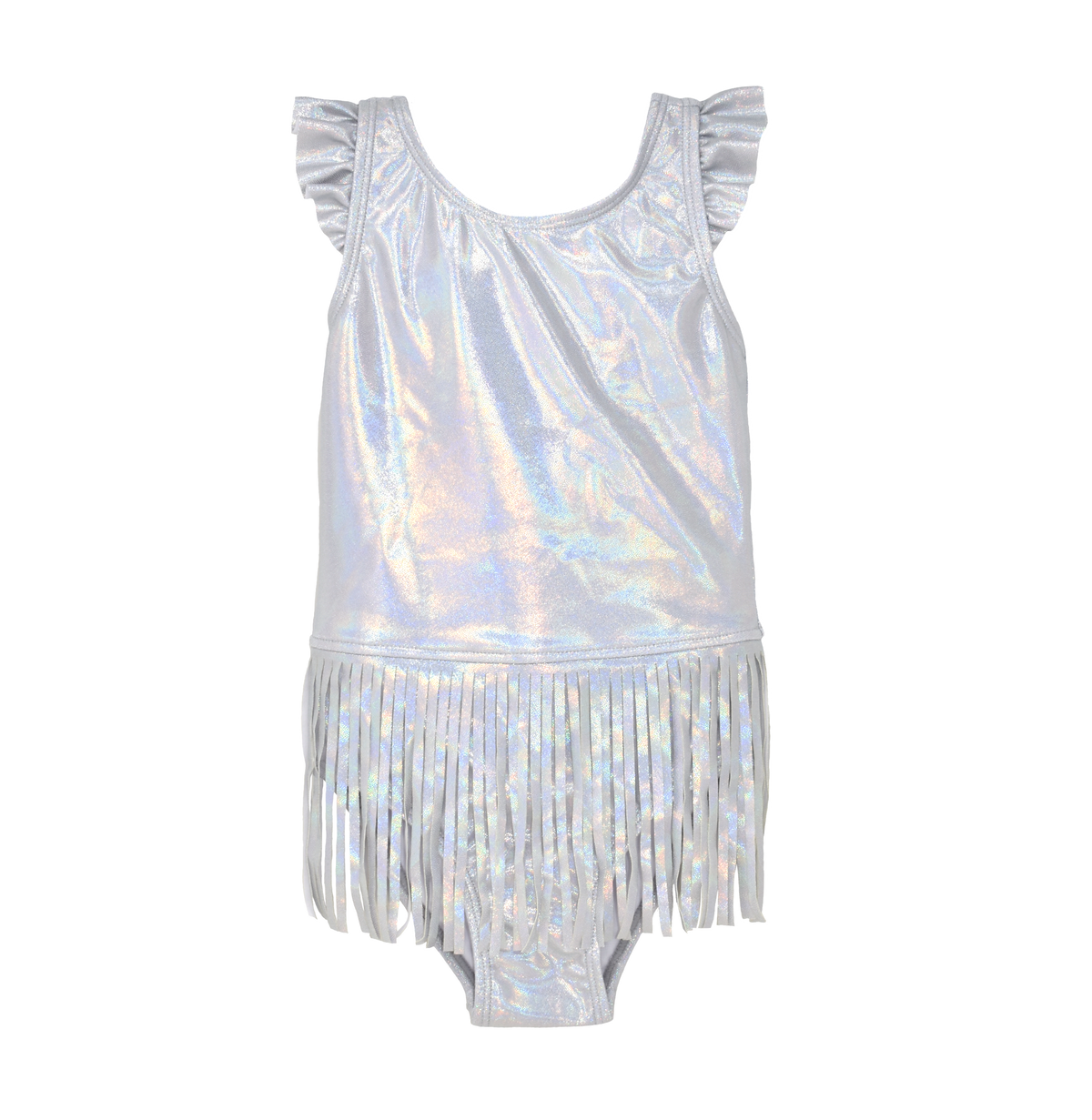 Kids UPF50+ Keilani Fringe Swimsuit for Girls: Shiny Pink Scales