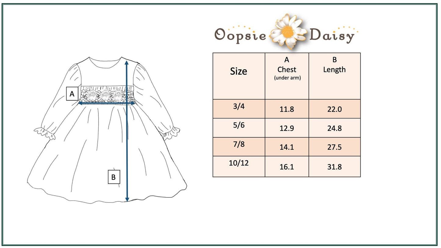 Kids Embroidered Santa Smocked Velvet Holiday Dress