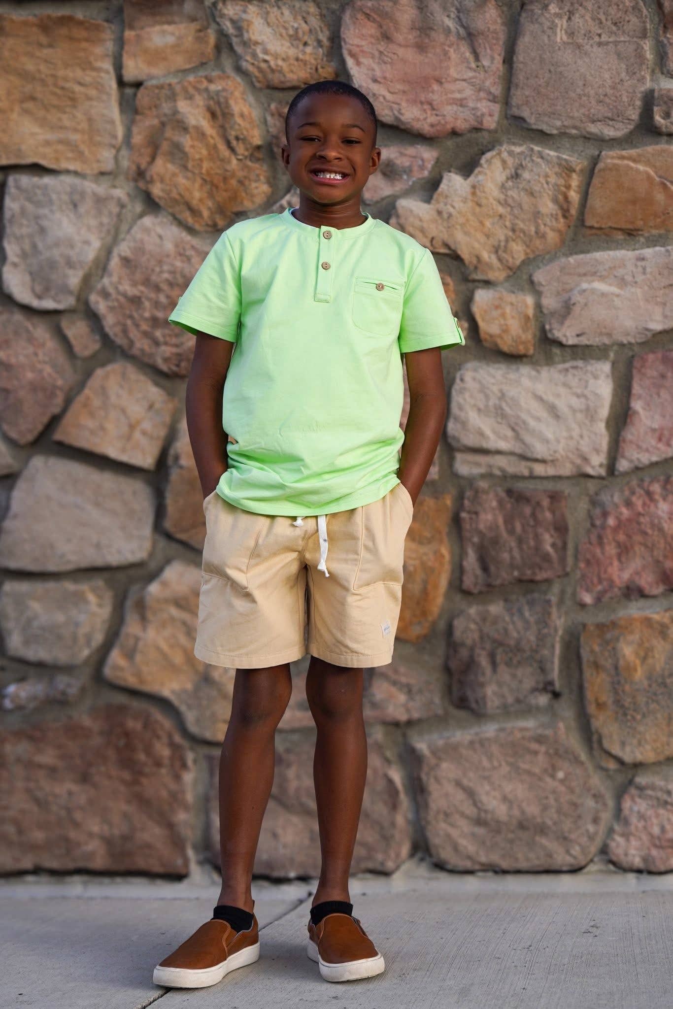 Boys Pastel Lime Short Sleeve Shirt