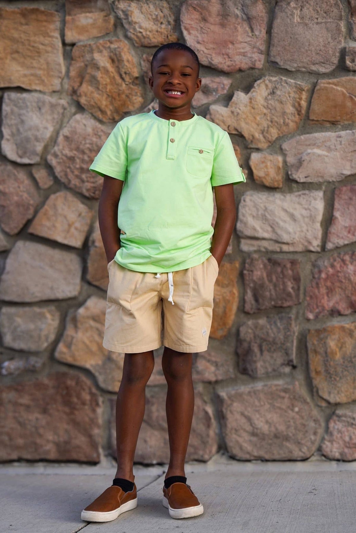 Boys Pastel Lime Short Sleeve Shirt