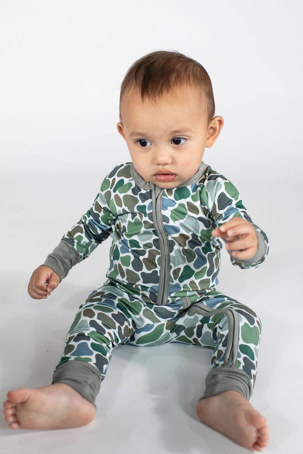 Pebble Camo - Zip Convertible PJs: 6-12M