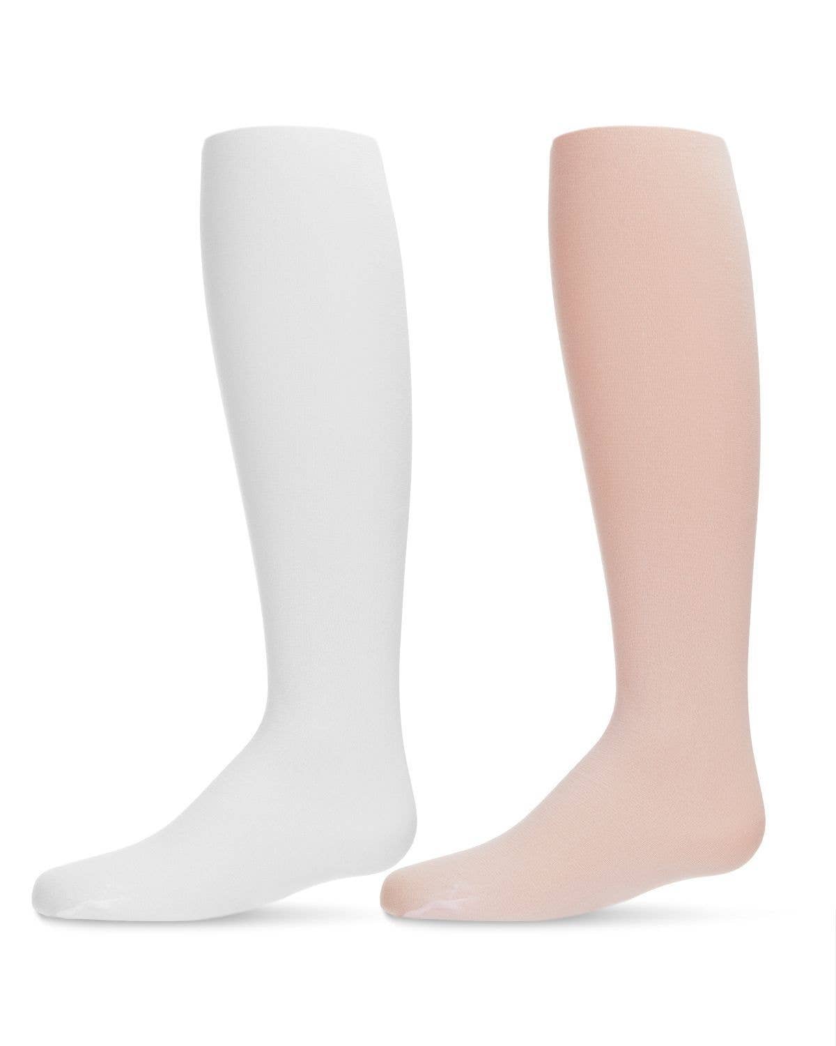 MeMoi Solid Infant's Microfiber Tights 2-Pack: Pink-White