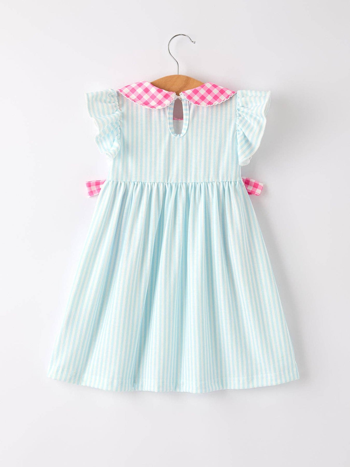 Back To School Girls Striped lapels Bow Dress: 7