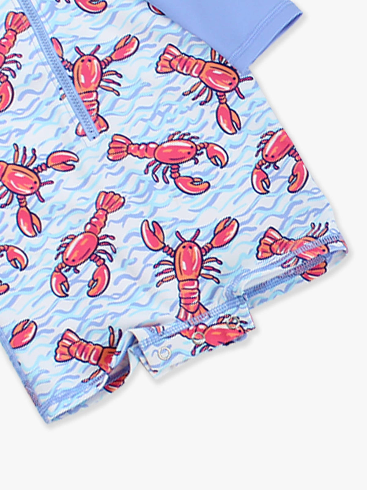 Baby Boys Blue Lobster Lagoon Long Sleeve One Piece Rash Guard Swimsuit